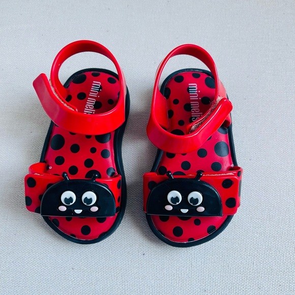 Mini Melissa Ladybug Jelly Sandals - 6T - Like New - Picture 2 of 4